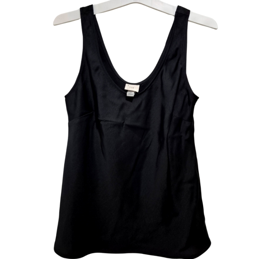 A New Day Womens Tank Top Black Sleeveless V Neck Casual XS